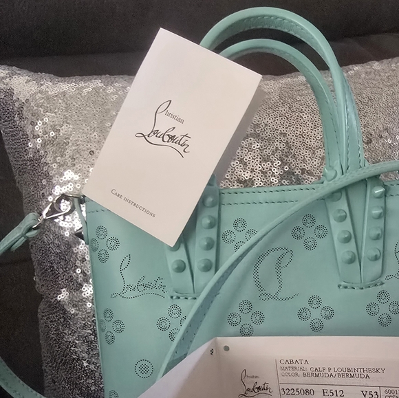 Christian louboutin cabata mini mint color  tote NWT. And strap. - Picture 2 of 6